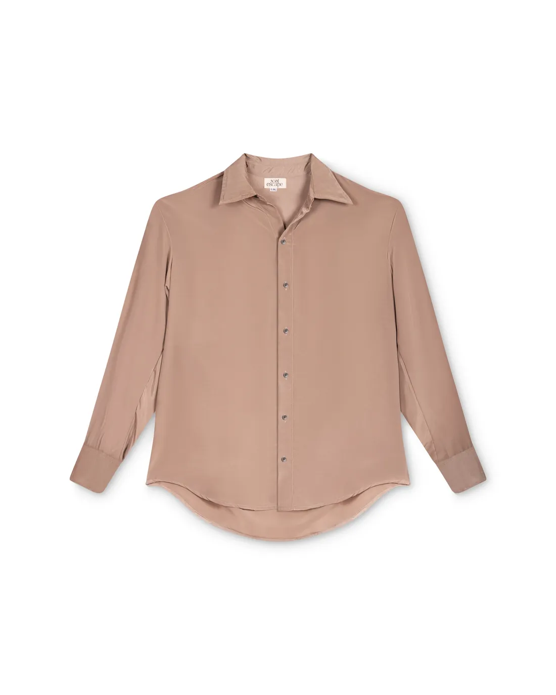 Packshot chemise en soie taupe à plat