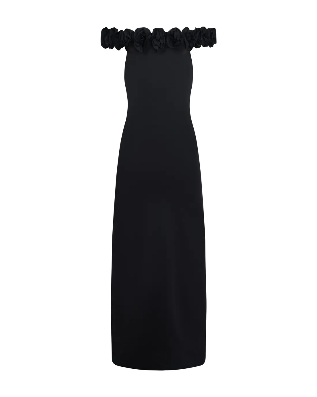 Packshot robe bustier noire à fronces