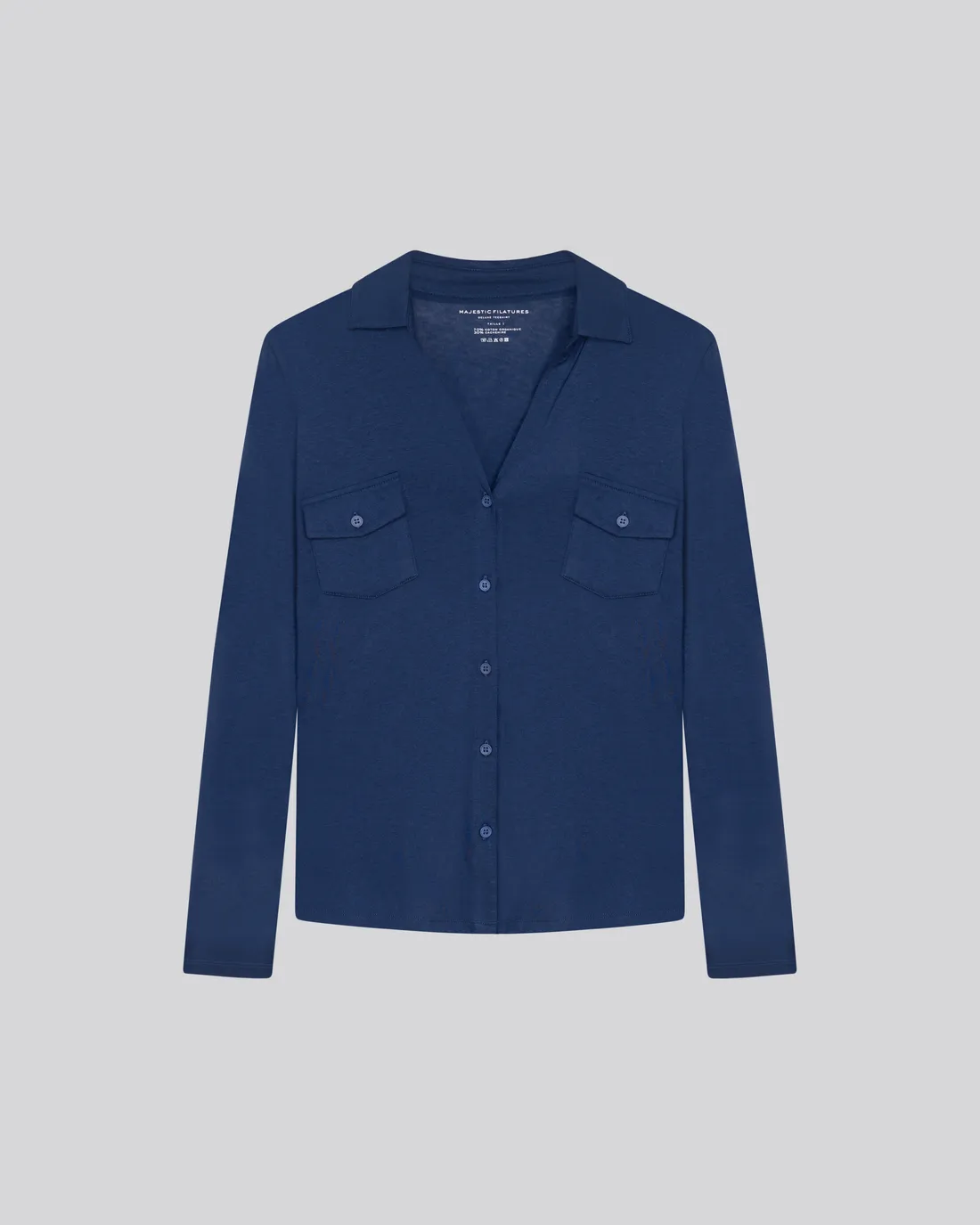 Packshot chemise jersey bleu marine