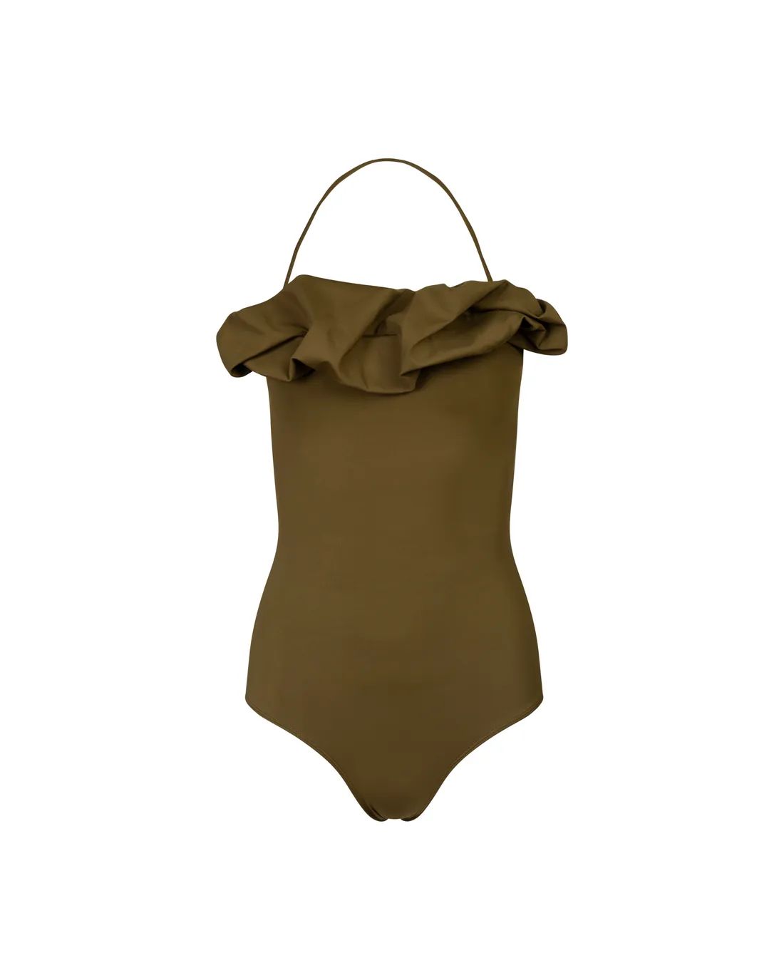 Packshot maillot de bain kaki à fronces