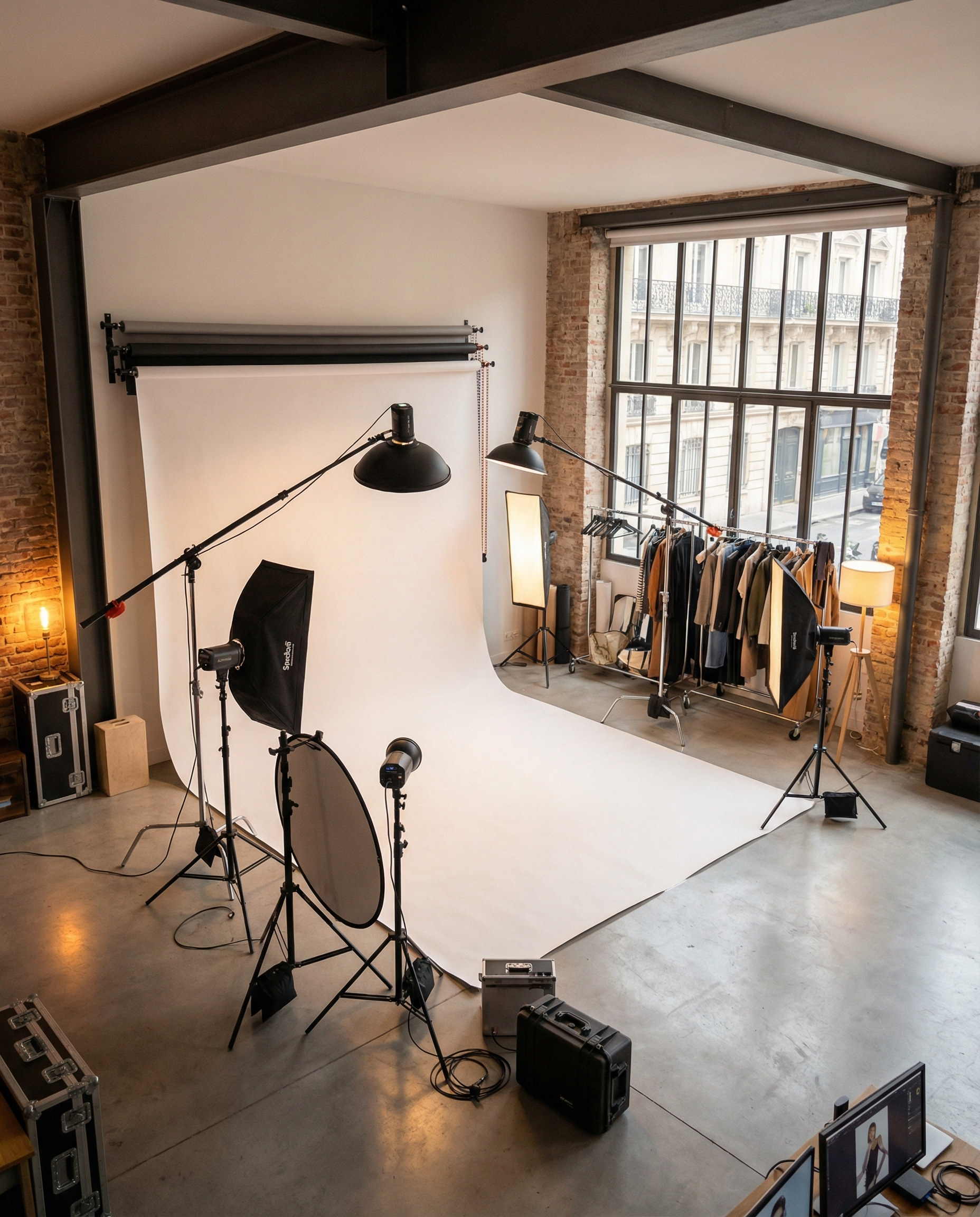 Studio de shooting photo e-commerce à Paris avec équipement professionnel complet